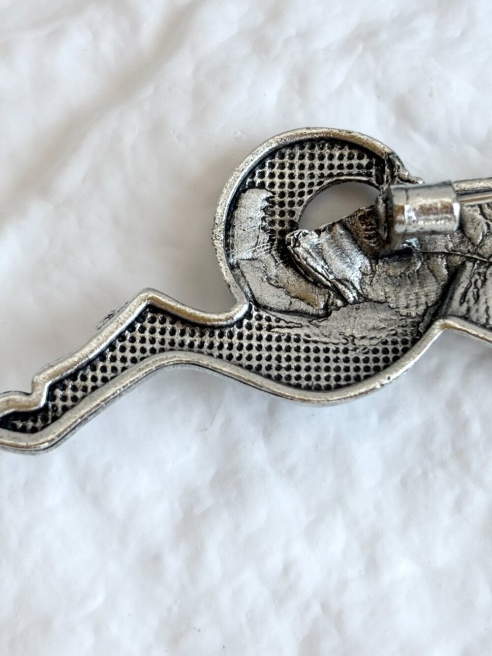 Leaping Horse Figural Silver Toned Vintage Inspired Textured Brooch Pin - Picture 10 of 16